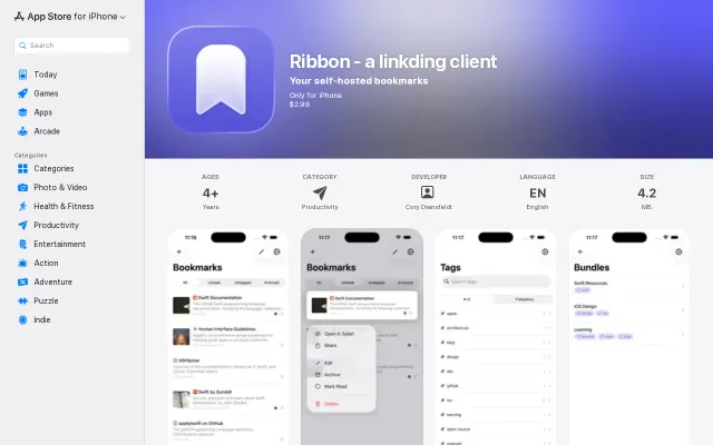 Ribbon, a Native iOS Linkding Client