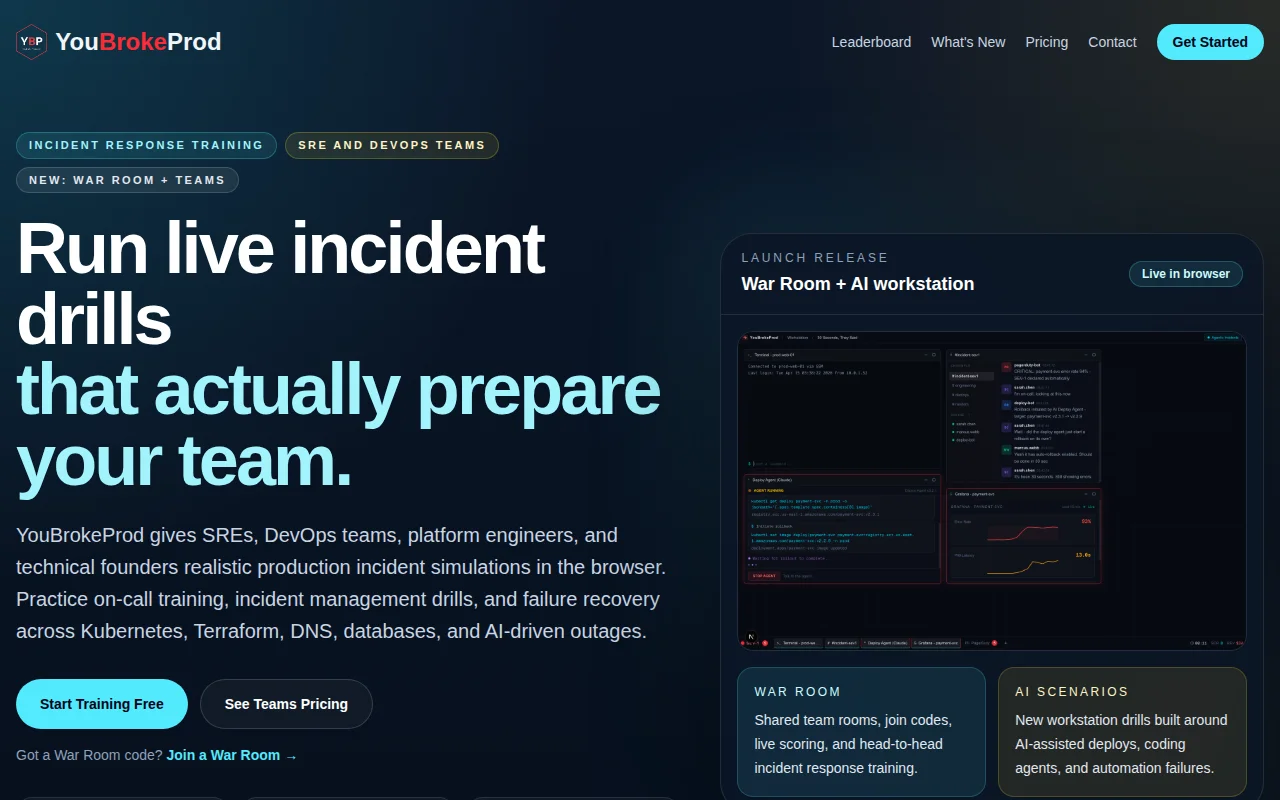 Free Incident War Rooms for Team Training SRE/DevOps