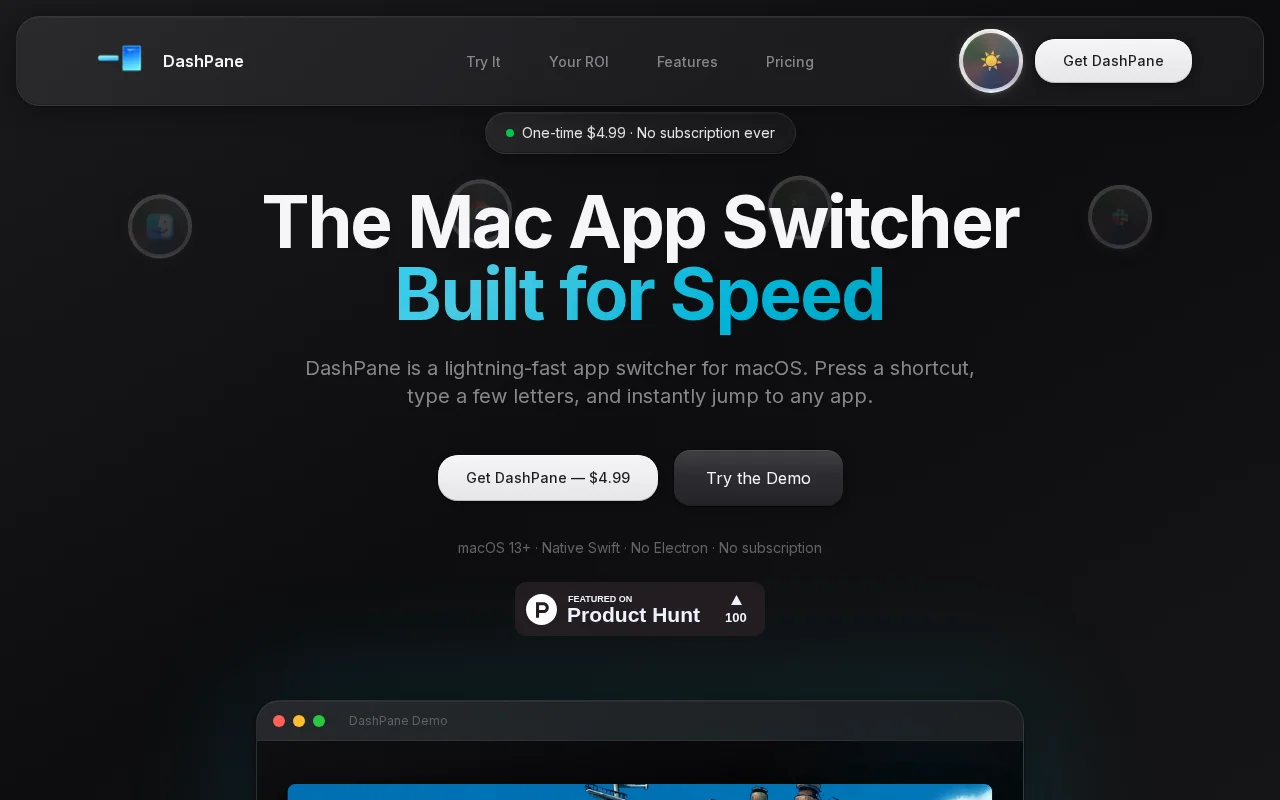 DashPane v2, a macOS app switcher and launcher