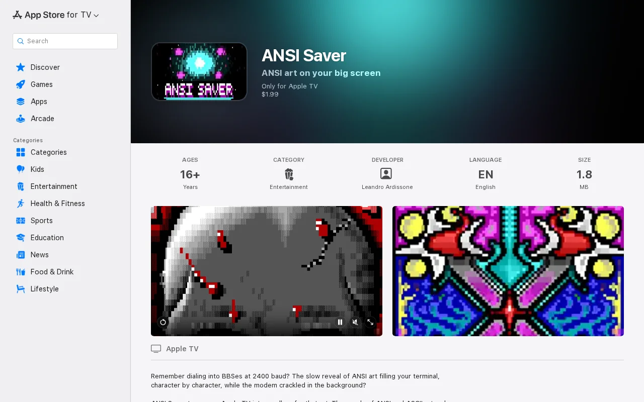 ANSI Saver for Apple TV