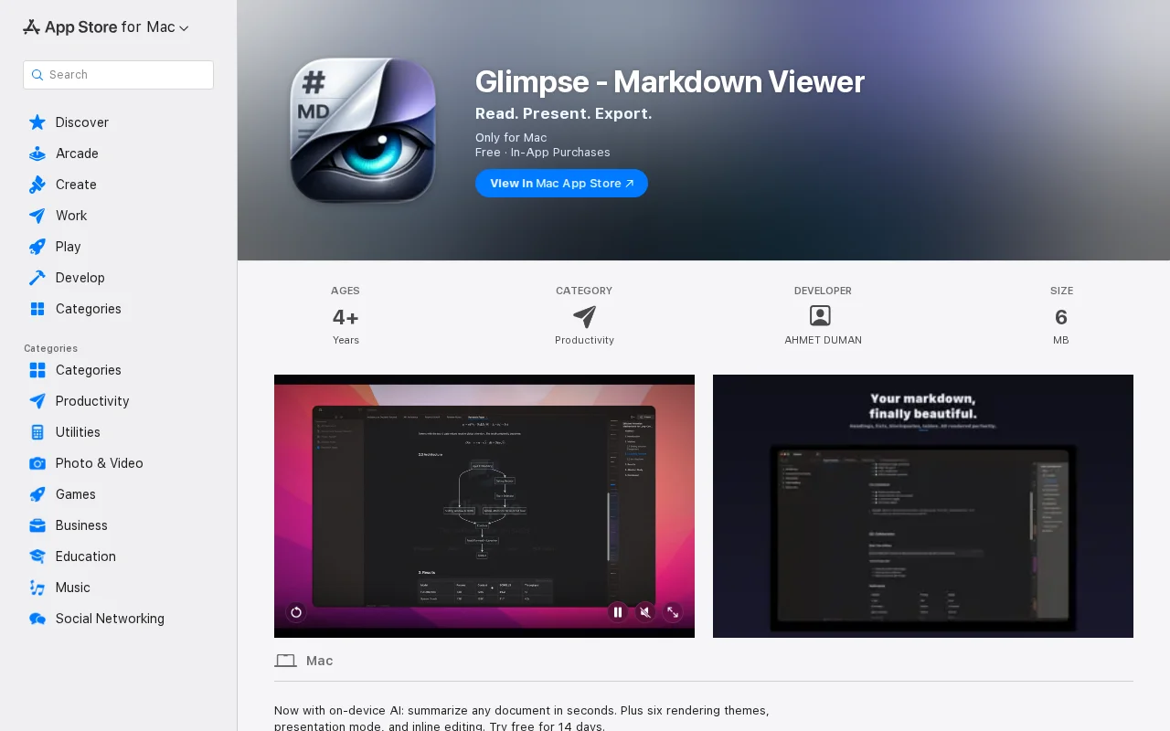 Glimpse – A native macOS Markdown viewer with on-device AI