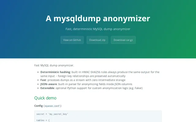 Myanon – fast, deterministic MySQL dump anonymizer