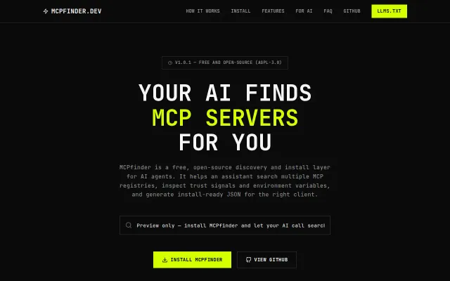 MCPfinder – An MCP server that finds and installs other MCP servers