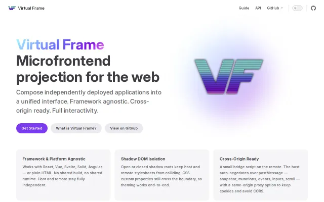Virtual Frame – Microfront end projection for the web