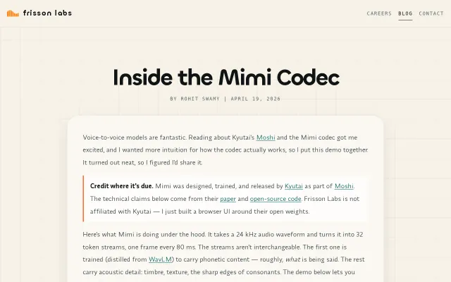 Mimi in the browser – hear the semantic/acoustic split