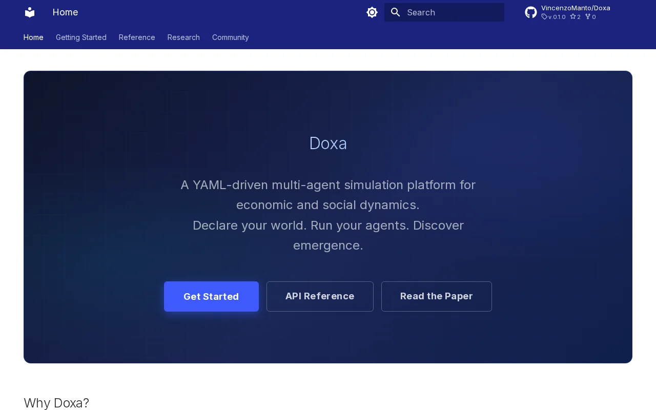 Doxa – open-source platform for multiagent simulations using easy YAML