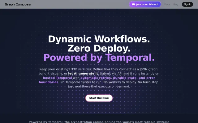 Graph Compose – Temporal workflows with visual builder, SDK, and AI
