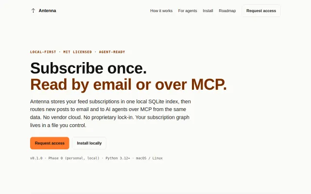 Antenna – RSS reader with a built-in MCP server