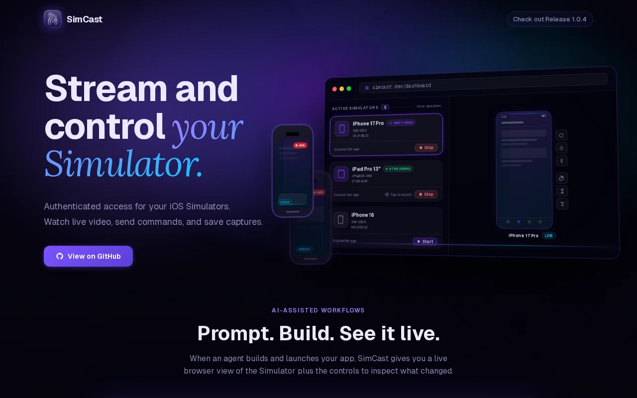 SimCast – Control iOS Simulators remotely with real-time interaction