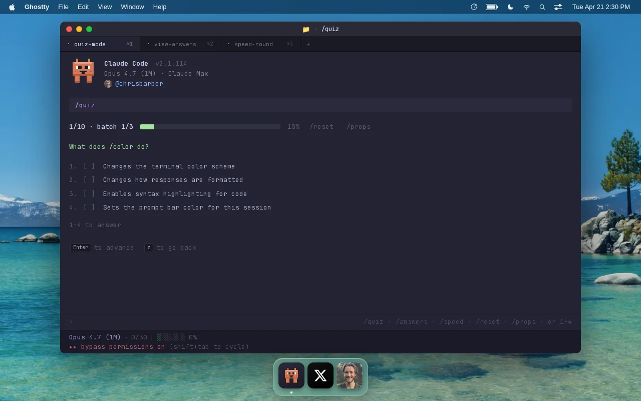I made a quiz to help people learn Claude Code features (with macOS UI)