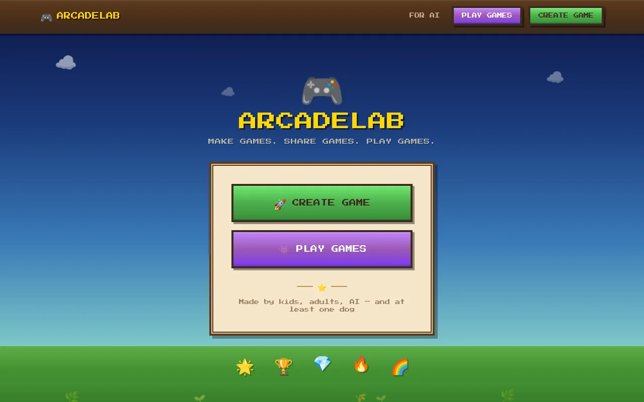 Easily share games made by you/ your kids/ your dog etc.