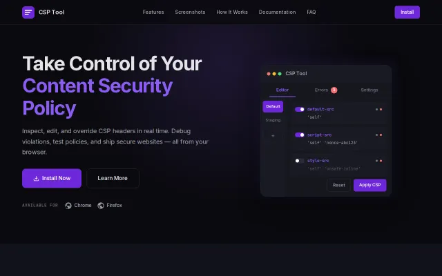 A Browser Extension for Testing Content Security Policy