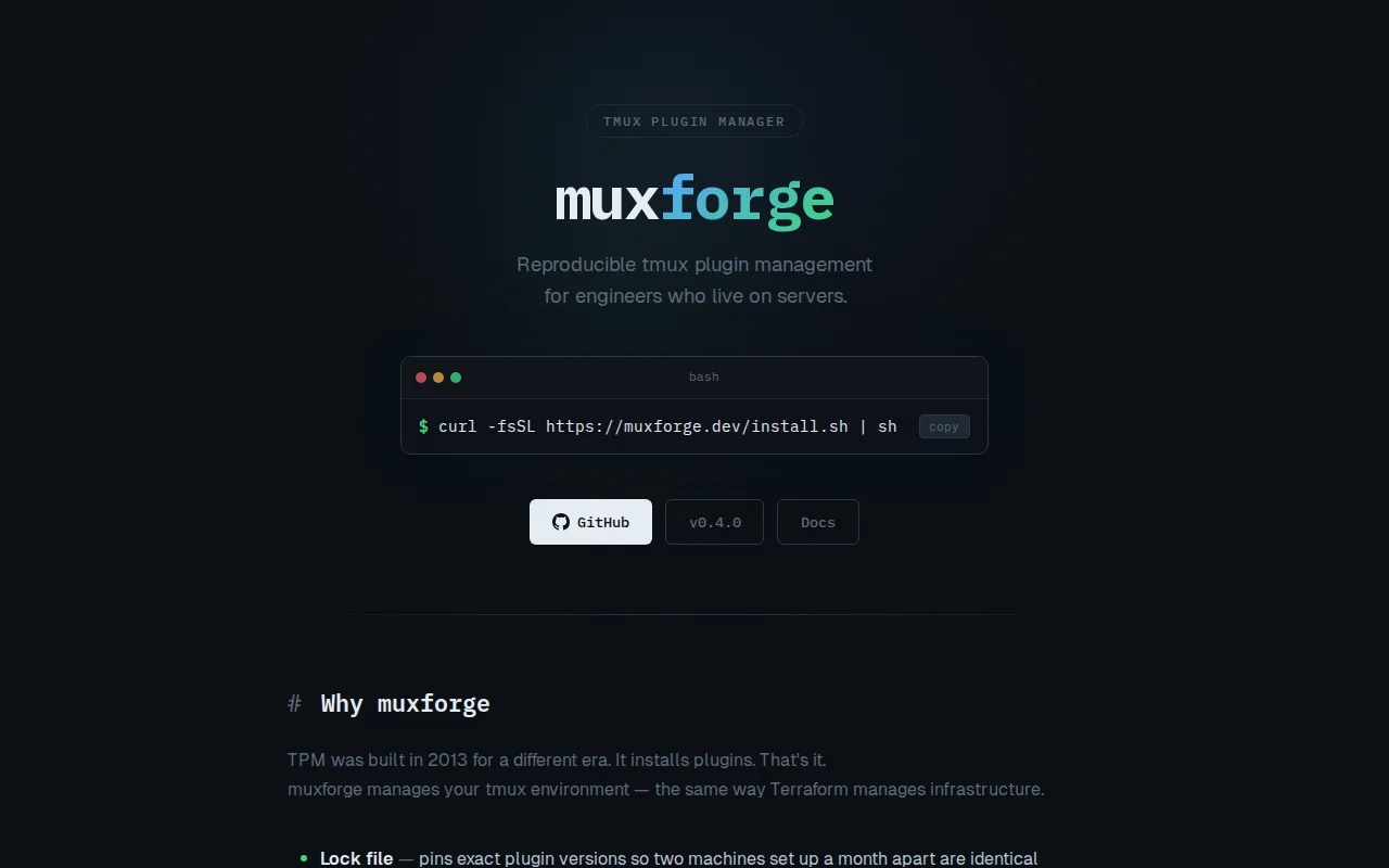 Muxforge Tmux Plugin Manager