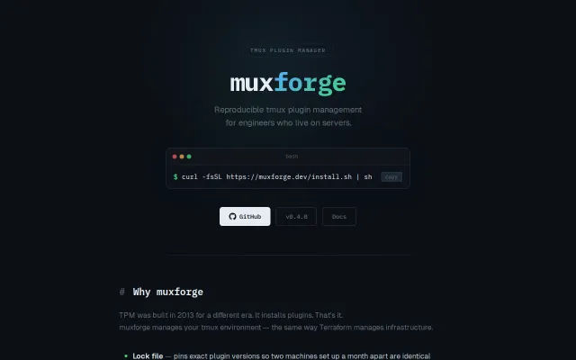 Muxforge Tmux Plugin Manager