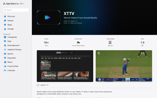 XTTV, the App to watch long video from Twitter/X on Apple TV