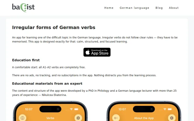 Irregular German Verbs – a simple app, no ads or tracking