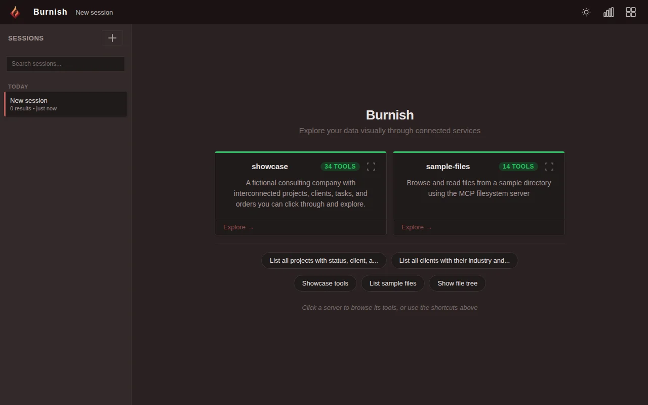 Burnish, a UI for any MCP server (no LLM, no chat)