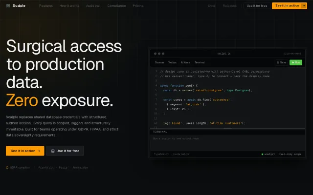 Scalple – Structured production DB access with an immutable audit trail