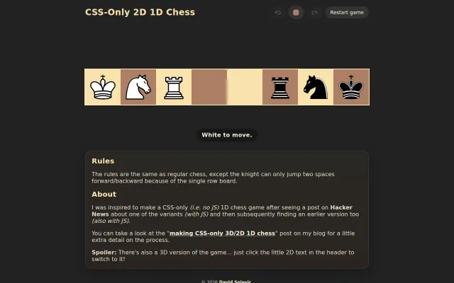 CSS-Only 3D/2D 1D Chess