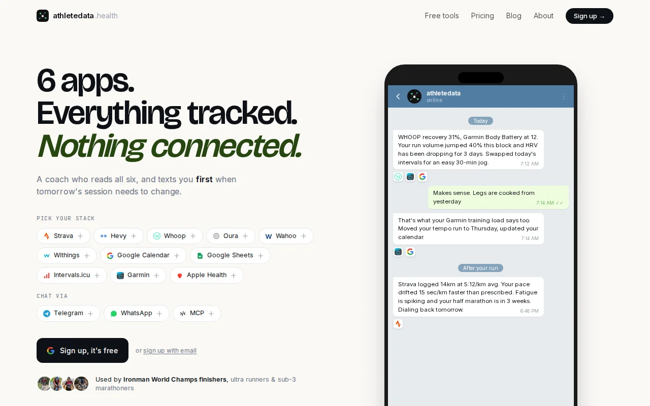 AthleteData – AI coach for endurance athletes that messages you first