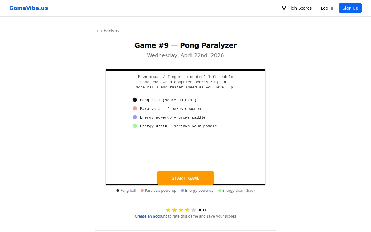 Making video games every day with Claude (Day 9: Pong Paralyzer)