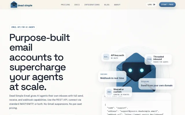 Dead Simple Email – Email API for AI Agents