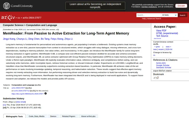 MemReader: From Passive to Active Extraction for Long-Term Agent Memory