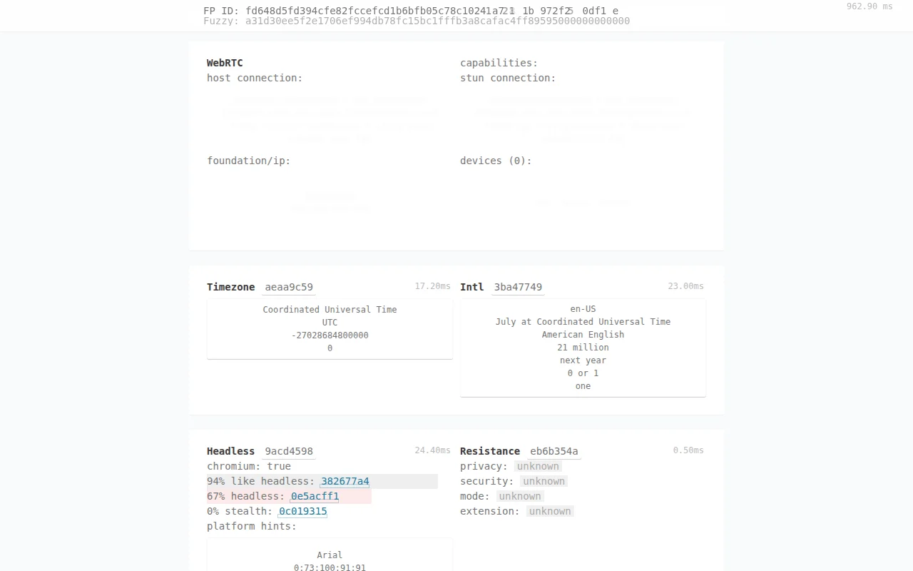 CreepJS Browser Fingerprinting