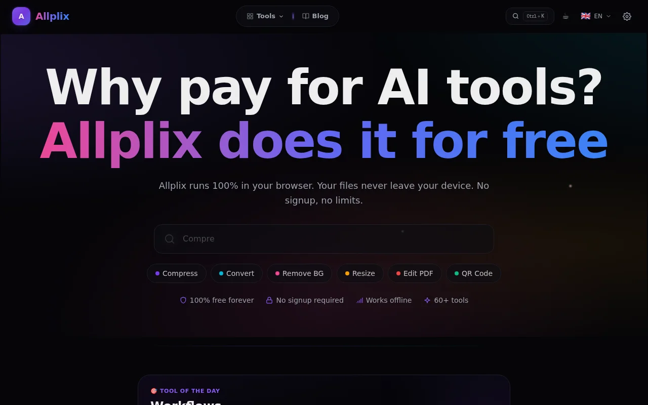 Allplix – 60 file tools that run in the browser