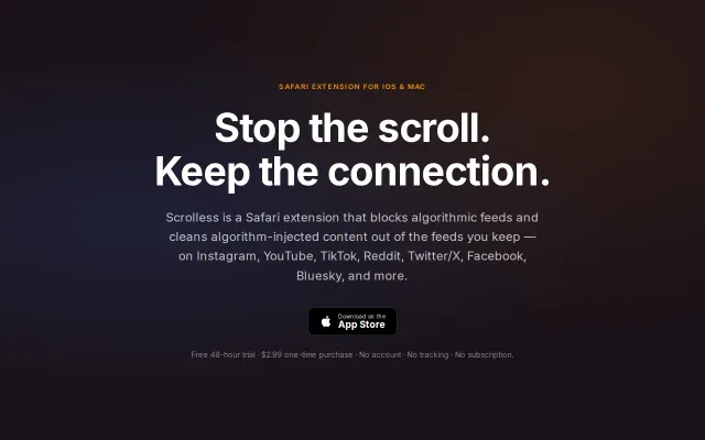 Scrolless- Safari extension to block social algorithms, not sites