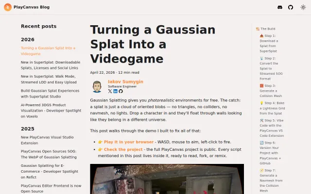 Turning a Gaussian Splat into a Videogame