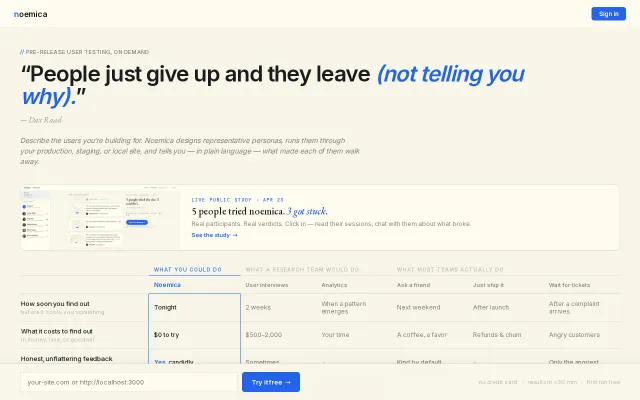 Noemica – personas that use your product and tell you why they left
