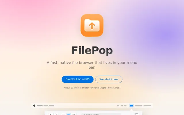 FilePop – a file browser in your menu bar