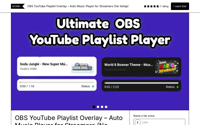 A standalone YouTube Music popup for OBS (no plugins required)