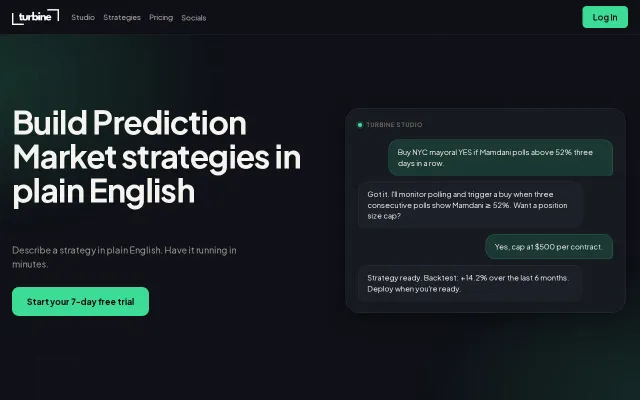 TurbineFi – Build, Backtest, Deploy Prediction Market Strategies