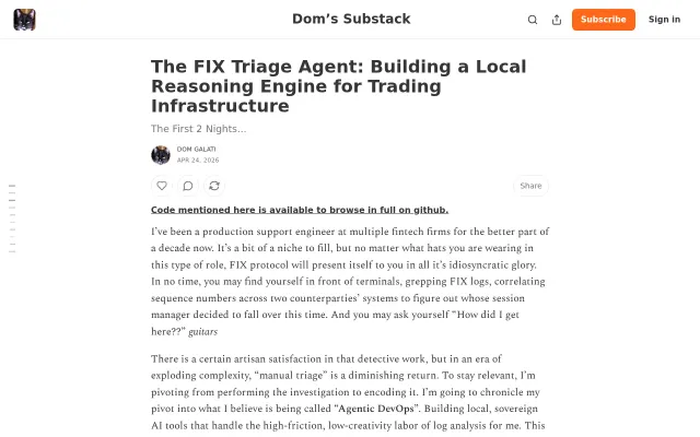 Building a local FIX protocol triage agent on an RTX 3070