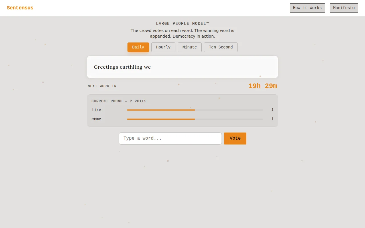 Collaborative sentence builder with real-time voting