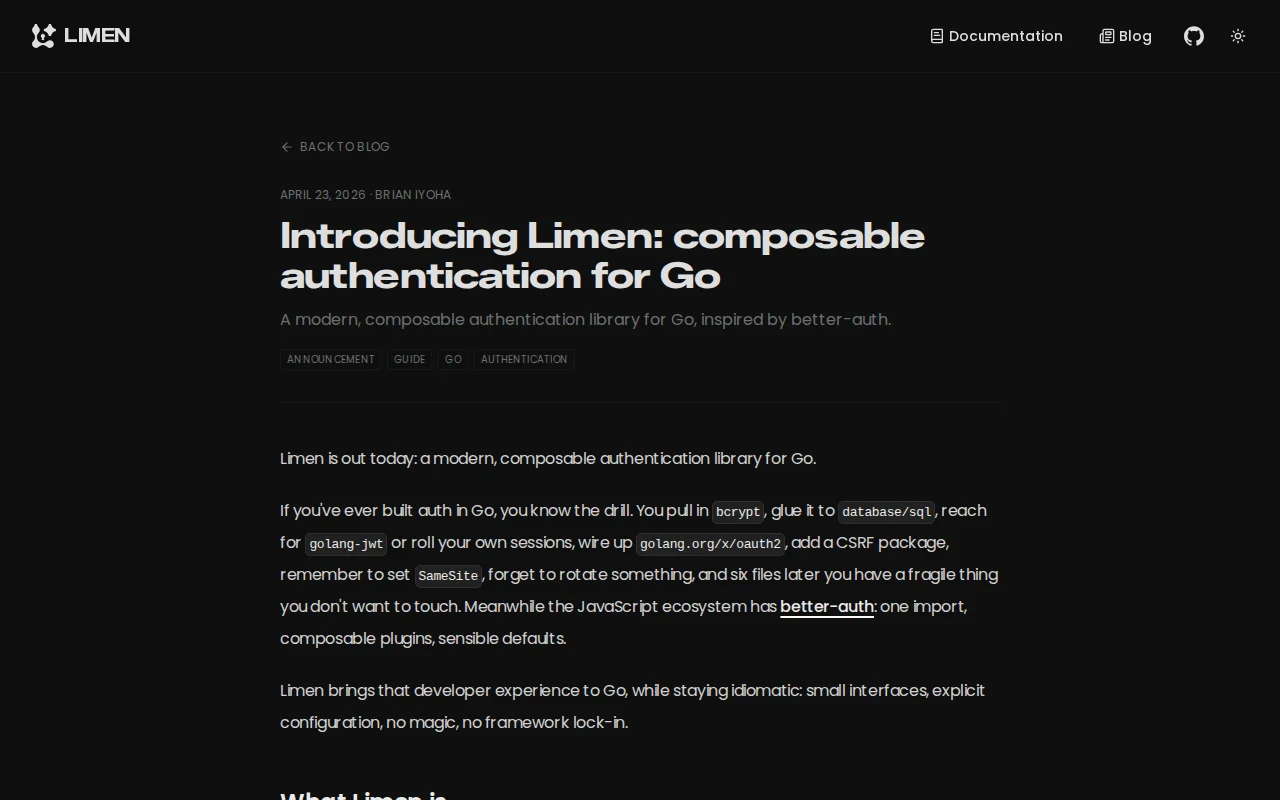 Limen – modern, composable auth for Go
