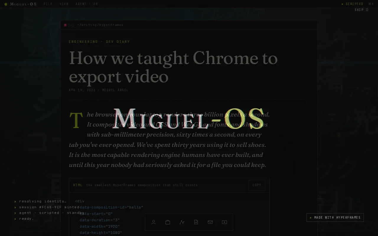 HyperFrames – OSS Agentic HTML Video Framework for Agents