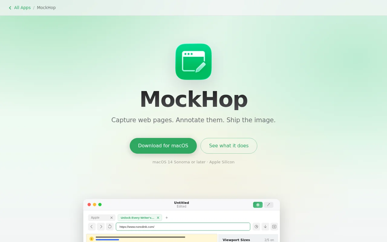 MockHop – capture and annotate web pages on macOS