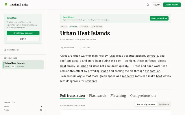 Read and Echo – Turn any text into structured language practice