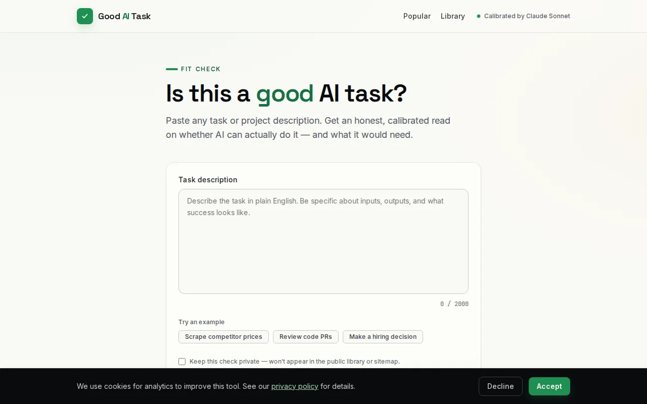 Good AI Task – a tool for asking AI what it can and can't do