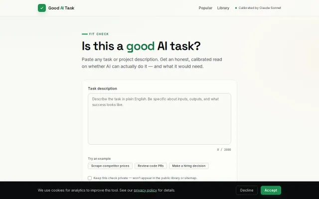 Good AI Task – a tool for asking AI what it can and can't do