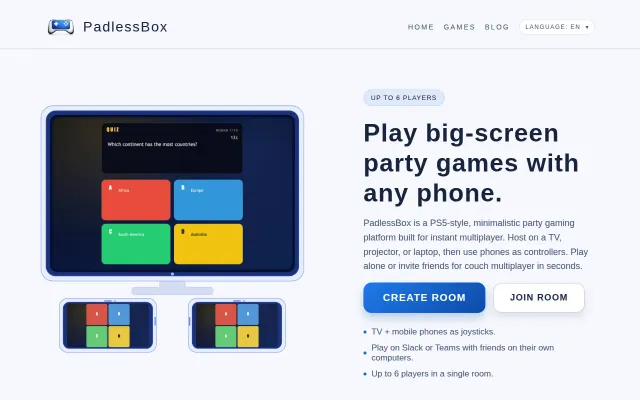 Play on your TV using mobile phones as controllers – PadlessBox