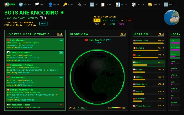 Knock-Knock v2 – Visualizing bot attacks in multi-protocol Technicolor