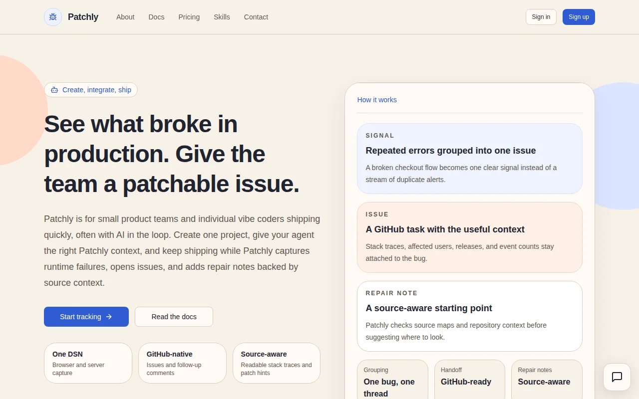 Vibecoding apps? track and patch issues in deployment using patchly