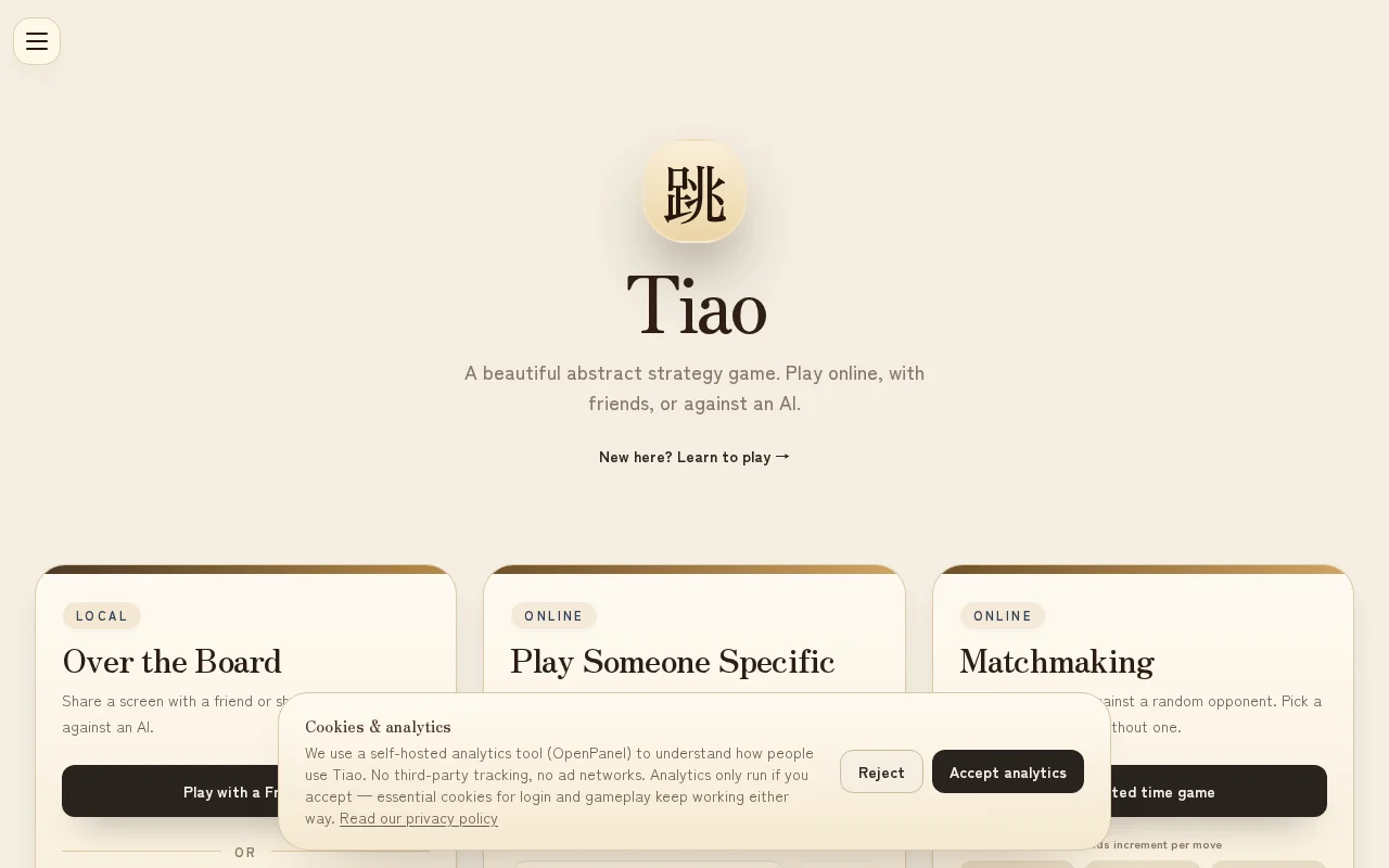 Tiao, A two-player turn-based board game