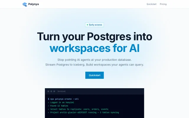 Polynya – Turn your Postgres into workspaces for AI