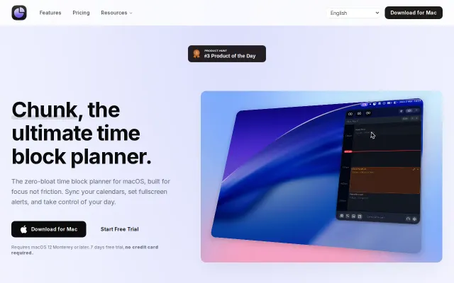 Chunk – time-block your day from the macOS menu bar