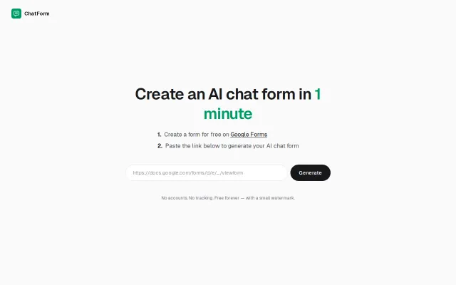 ChatForm – Create an AI chat form in 1 minute